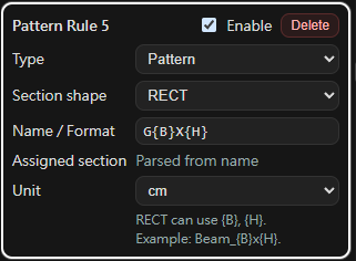 Module-based section naming rule screenshot